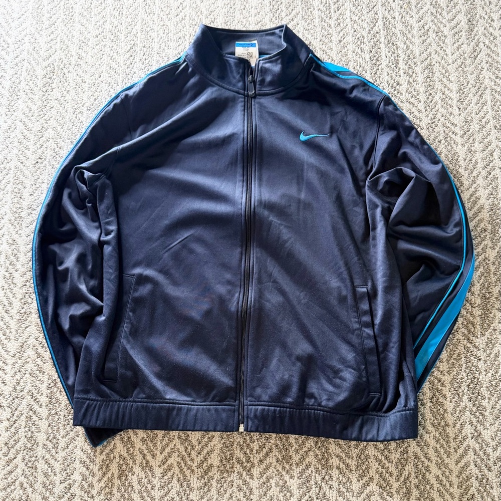 Nike Tracksuit Top Mens Size Large Blue Striped Jogging Basketball Training